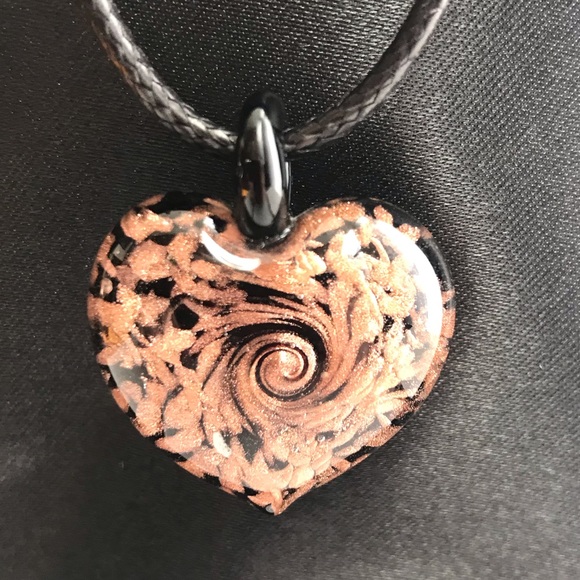 Jewelry - MURANO  HEART GLASS PENDANT WITH TWO CHAINS